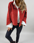 Chaqueta de Lana con Cuello Redondo y Manga Larga