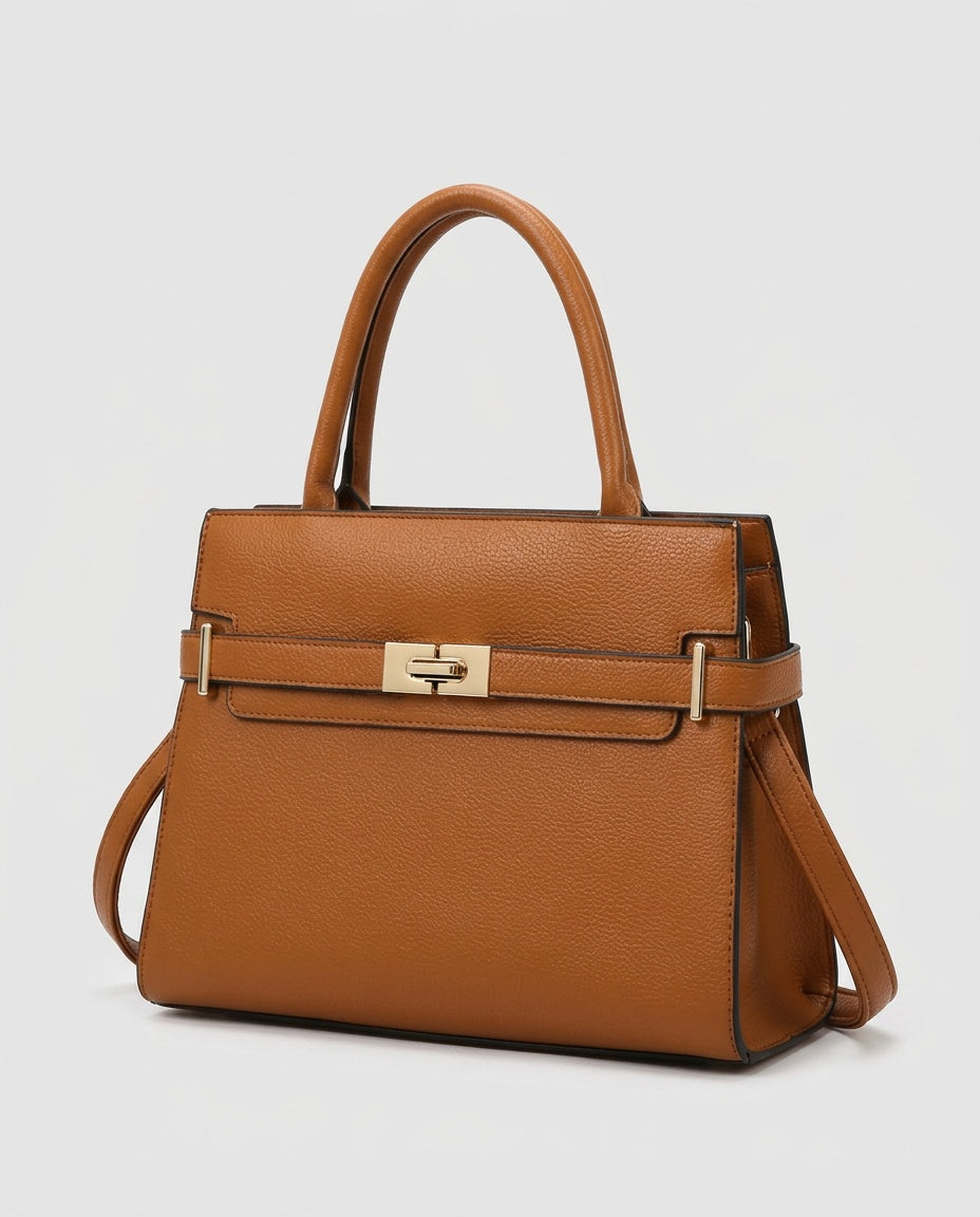 Bolsa de Mano Retro con Broche - foto de estudio - color Café