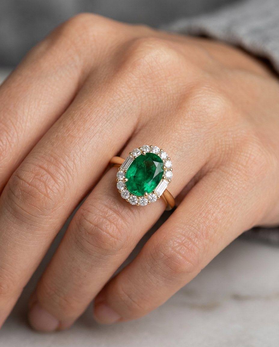 Anillo Vintage de Esmeralda en Plata 925 - puesto