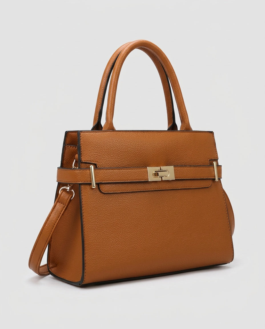 Bolsa de Mano Clásica con Broche - foto de estudio - color Café