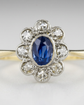 Anillo Vintage de Flor con Zirconia Azul - foto de estudio