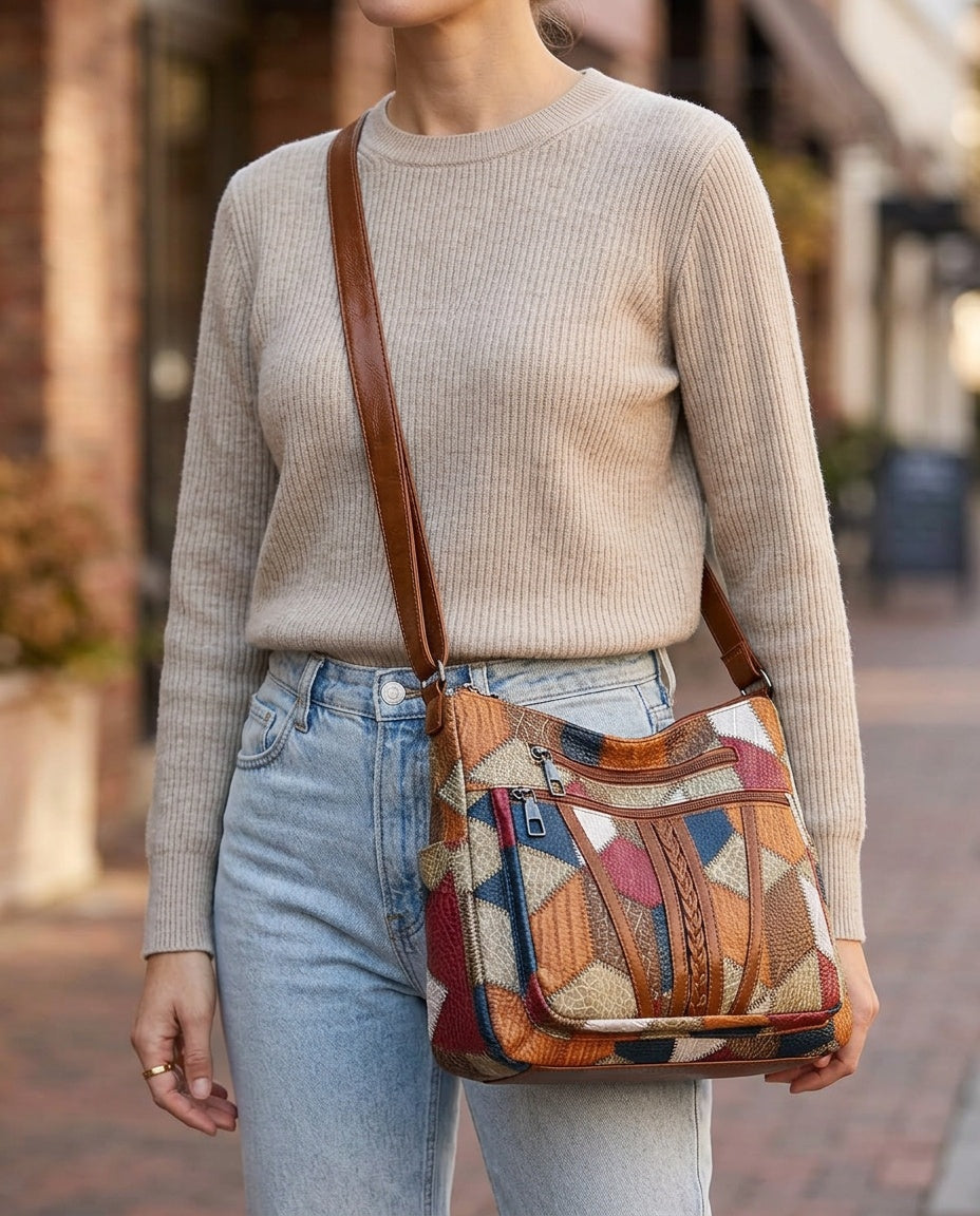 Bolsa de Hombro Patchwork Multicolor - con modelo