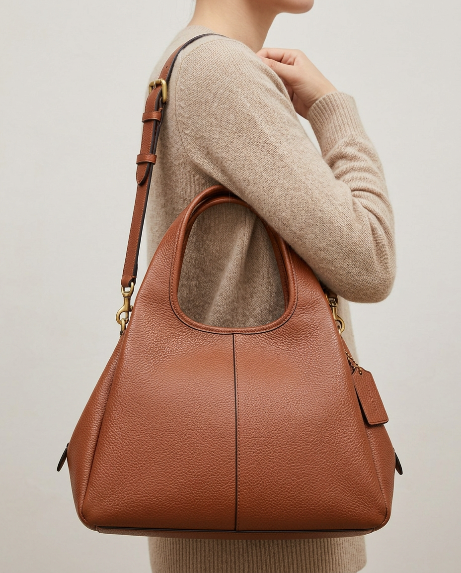 Bolsa de Hombro Casual de Piel - con modelo