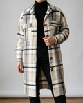 Chaqueta Escocesa de Lana — Trench de Media Longitud Otoño-Invierno