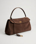 Bolsa de Mano de Piel Nobuk - foto de estudio - color Café oscuro