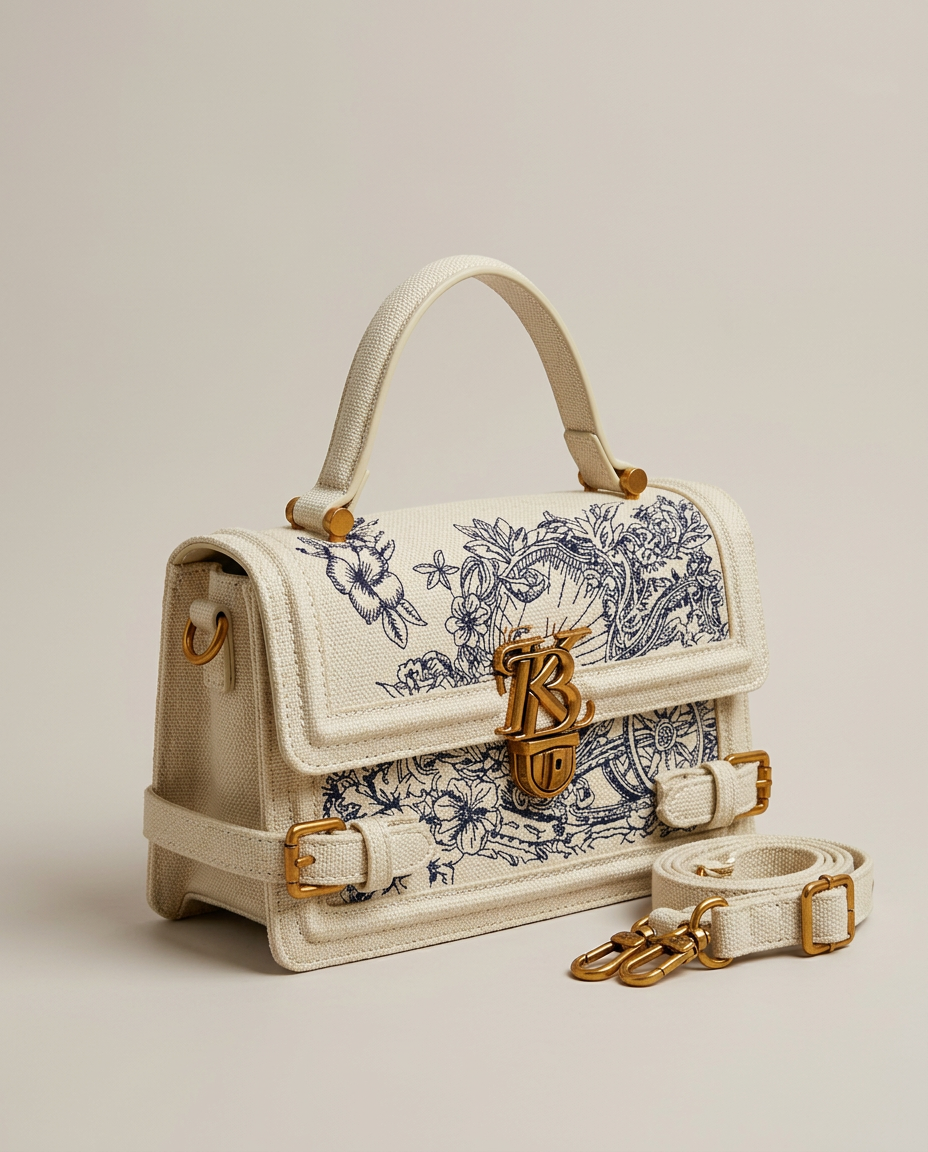 Bolsa de Mano Bordada Estilo Oriental - foto de estudio