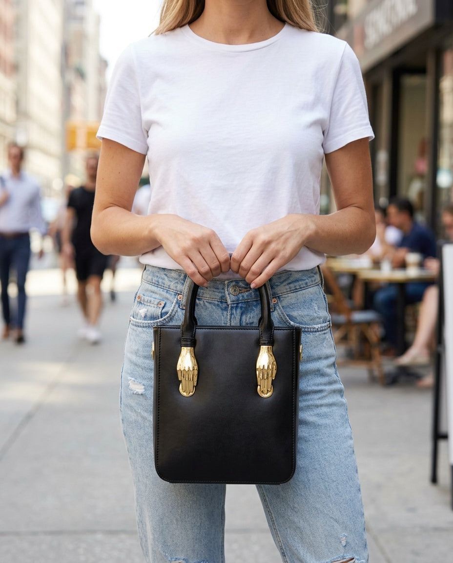 Bolsa de Mano Cuadrada Pequeña - con modelo - color Negro
