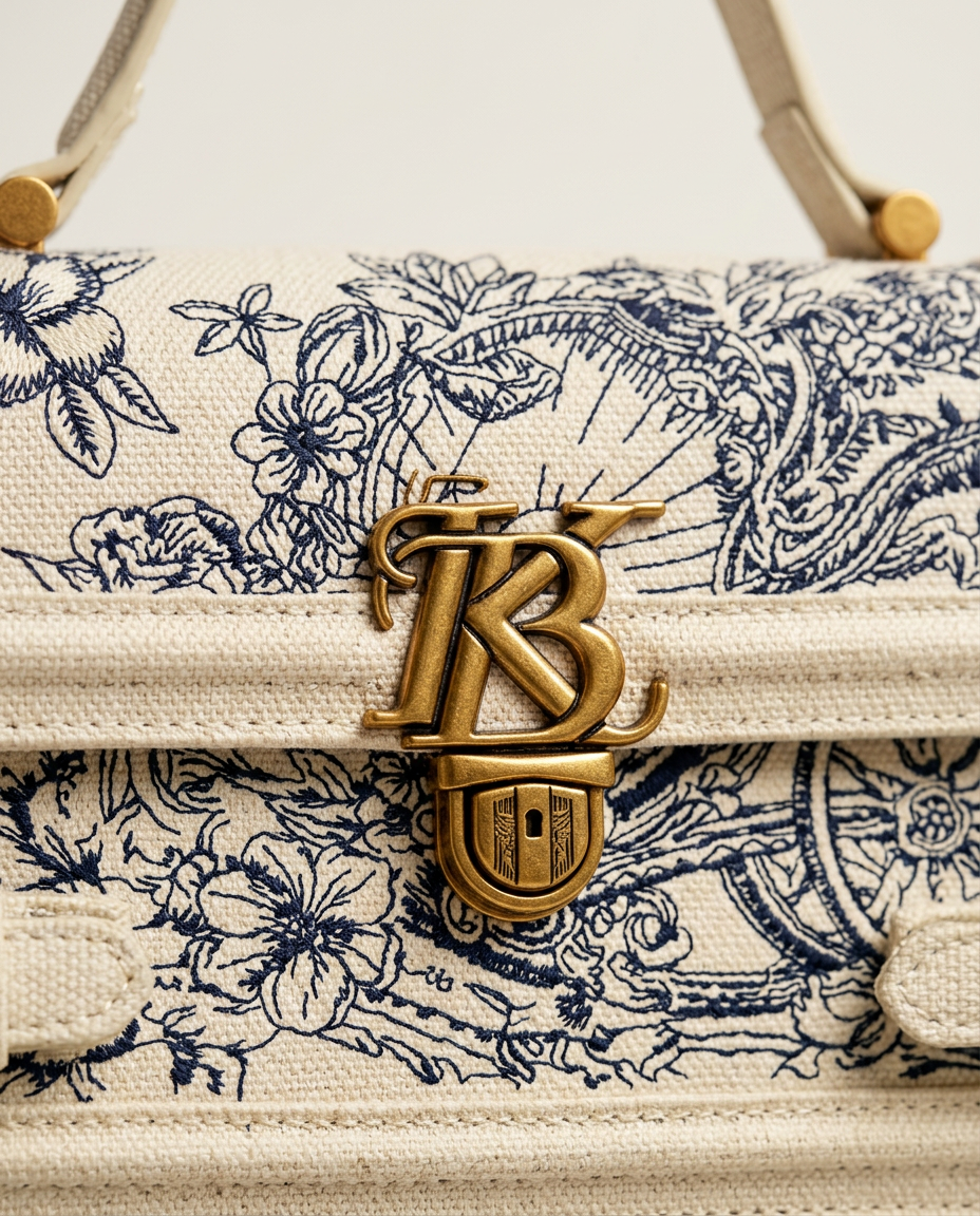 Bolsa de Mano Bordada Estilo Oriental - detalle