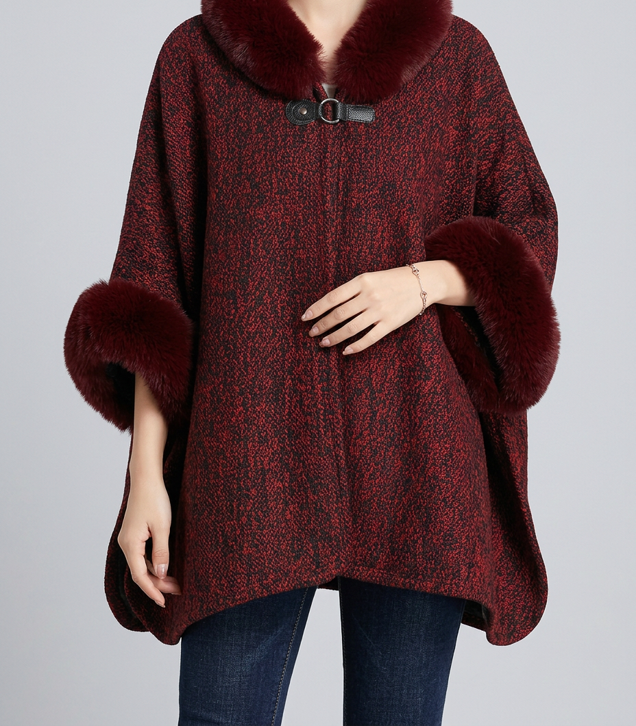 Chaqueta Chal de Pelo Sintético con Capucha — Estilo Europeo