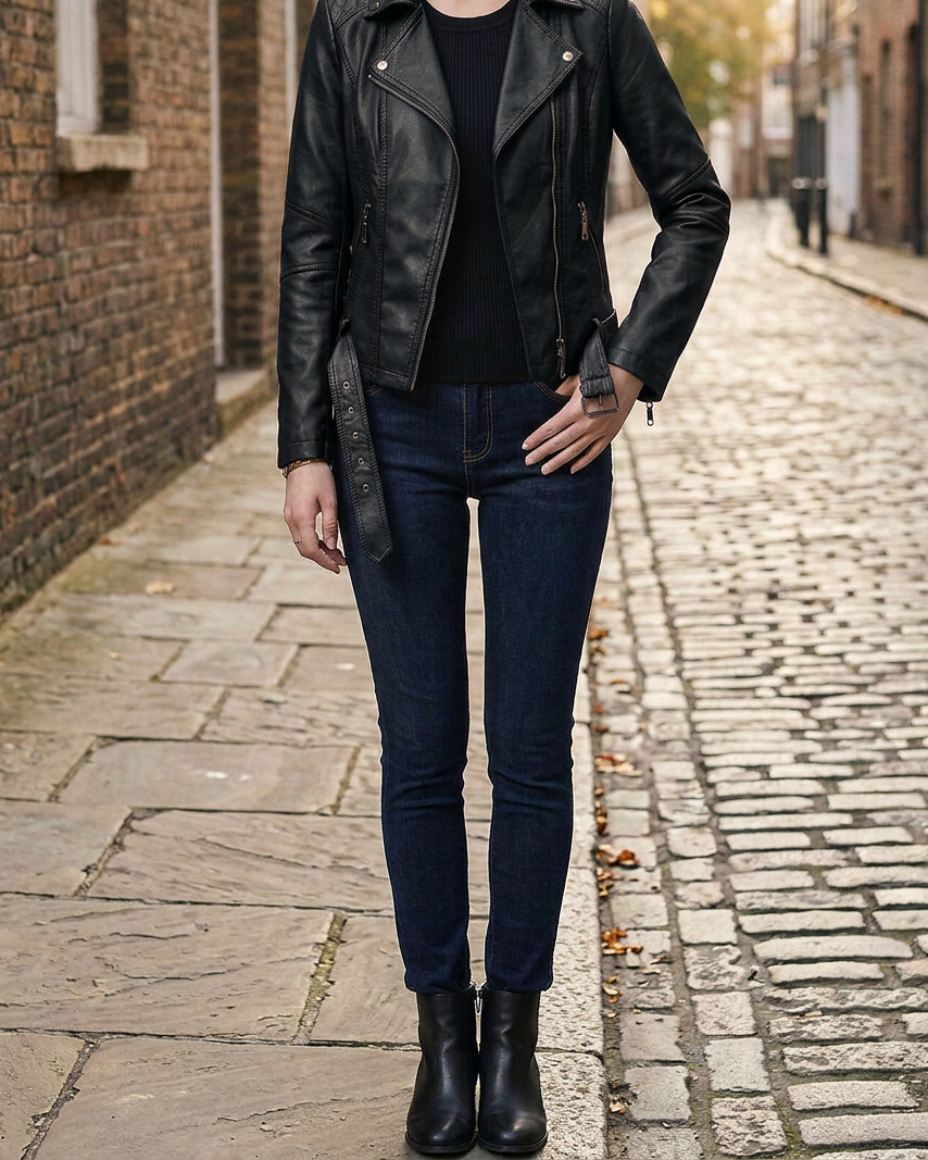 Chaqueta de Cuero Haining — Clásica y Versátil - Negro
