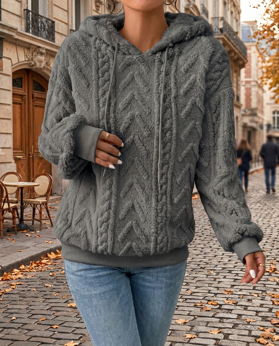 Sweater con Capucha Gruesa de Color Sólido para Otoño-Invierno