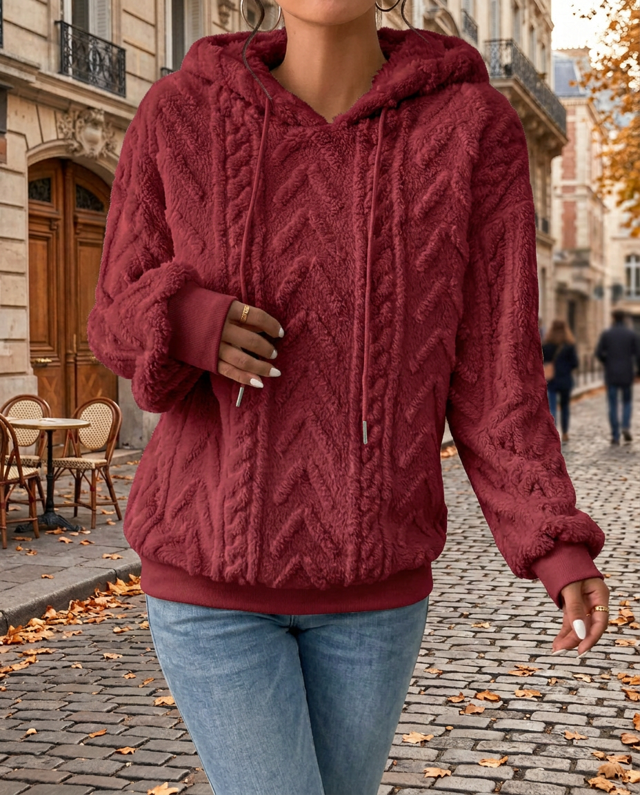 Sweater con Capucha Gruesa de Color Sólido para Otoño-Invierno