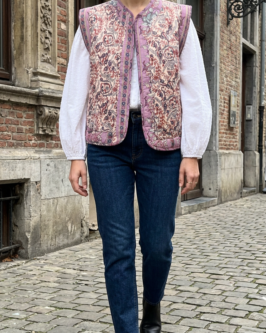 Ravikna | Chaleco Acolchado Estampado - Rosa