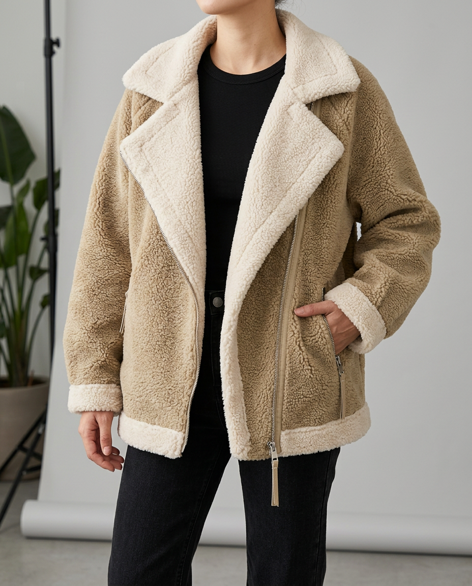 Top de Felpa Gruesa y Lana de Borrego — Versátil para Otoño-Invierno