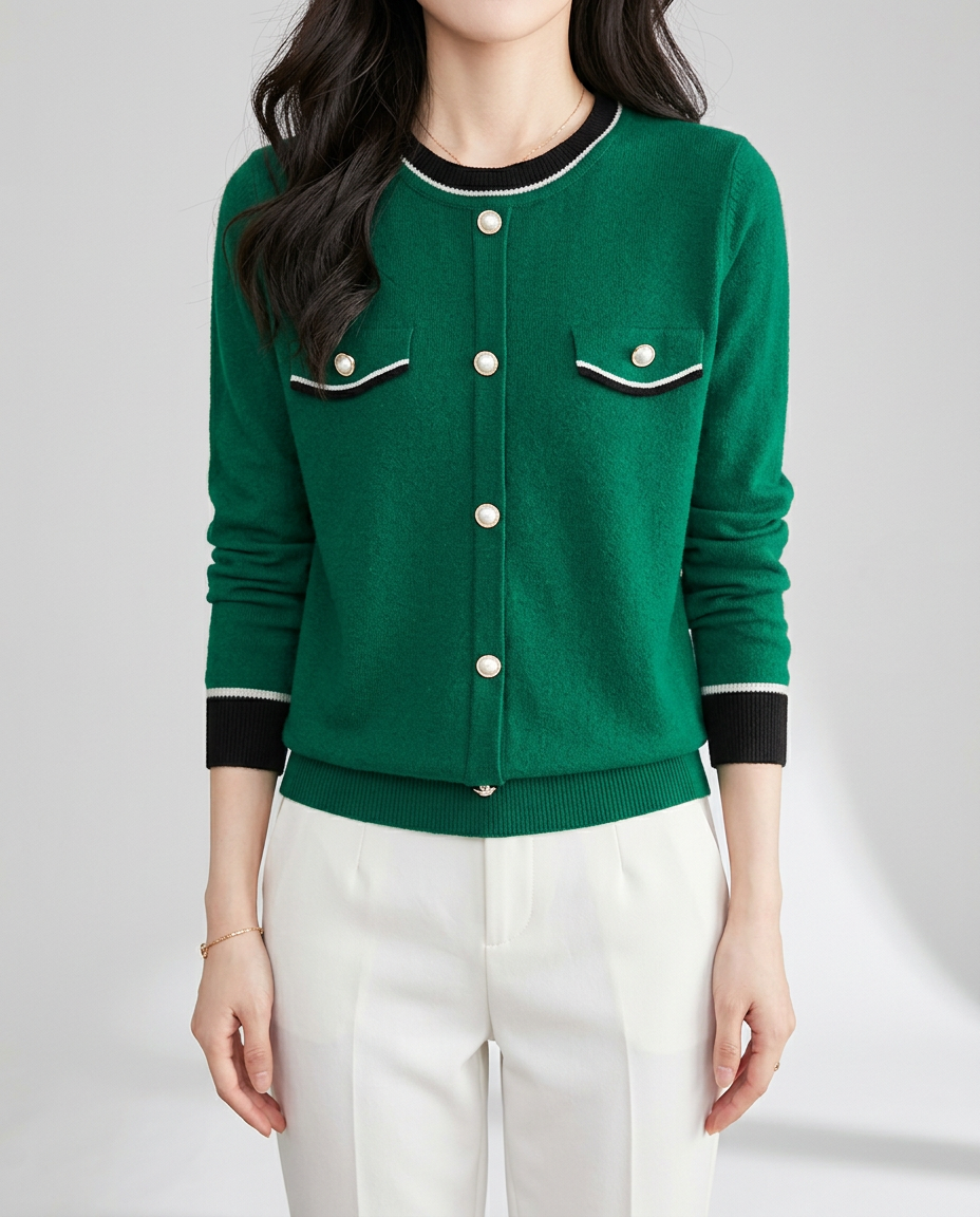 Suéter Chic de Otoño con Cuello Redondo y Combinación de Colores