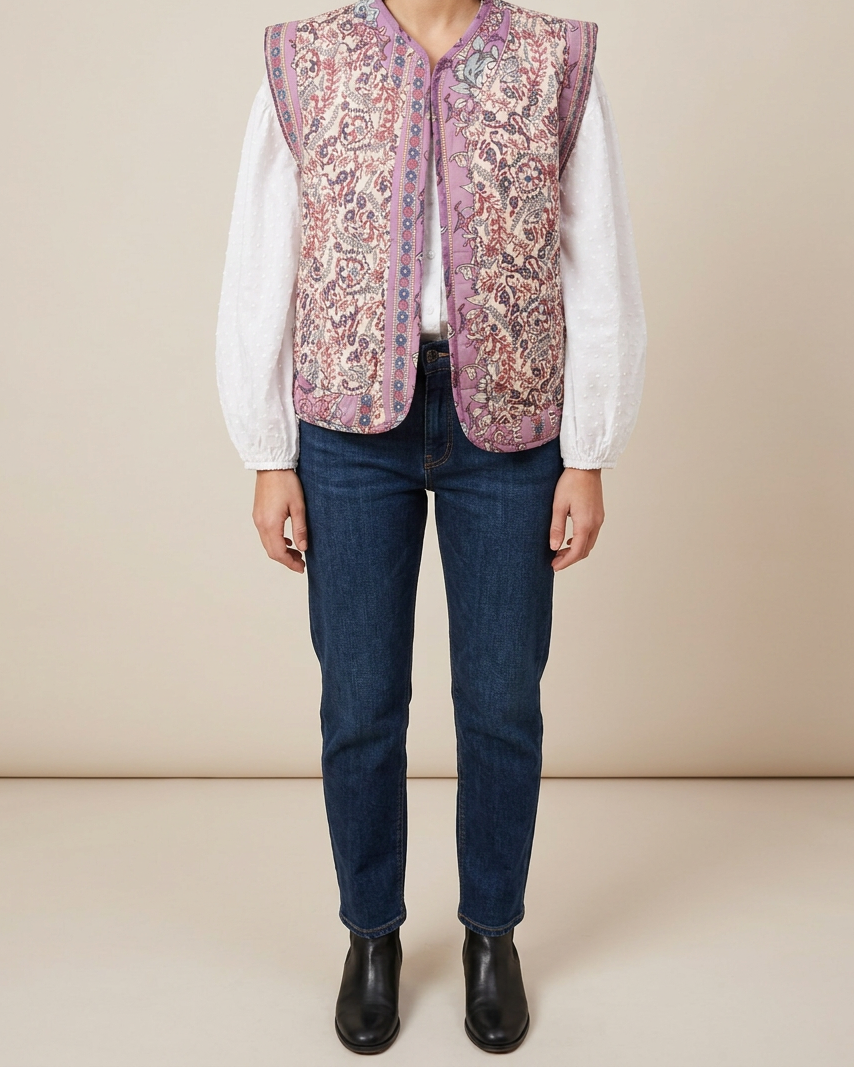 Ravikna | Chaleco Acolchado Estampado - Rosa