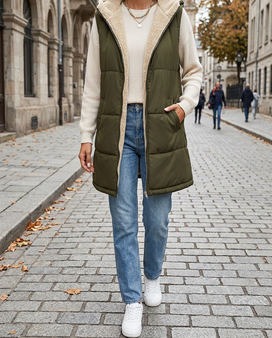 Chaqueta Acolchada con Capucha y Bolsillos