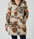 Abrigo Vintage con Capucha, Cremallera y Estampado — Algodón y Lino