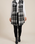 Chaleco Camisa de Cuadros sin Mangas con Bolsillos - Negro y Blanco