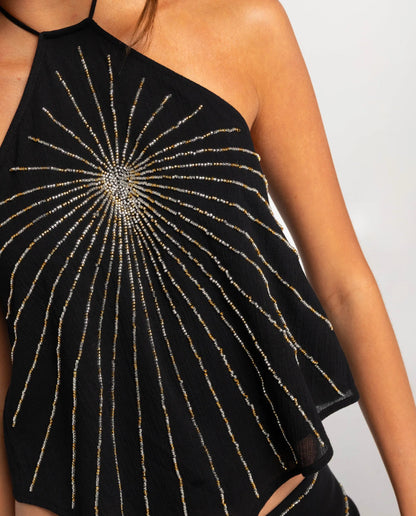 TOP JUST LEFT · NEGRO